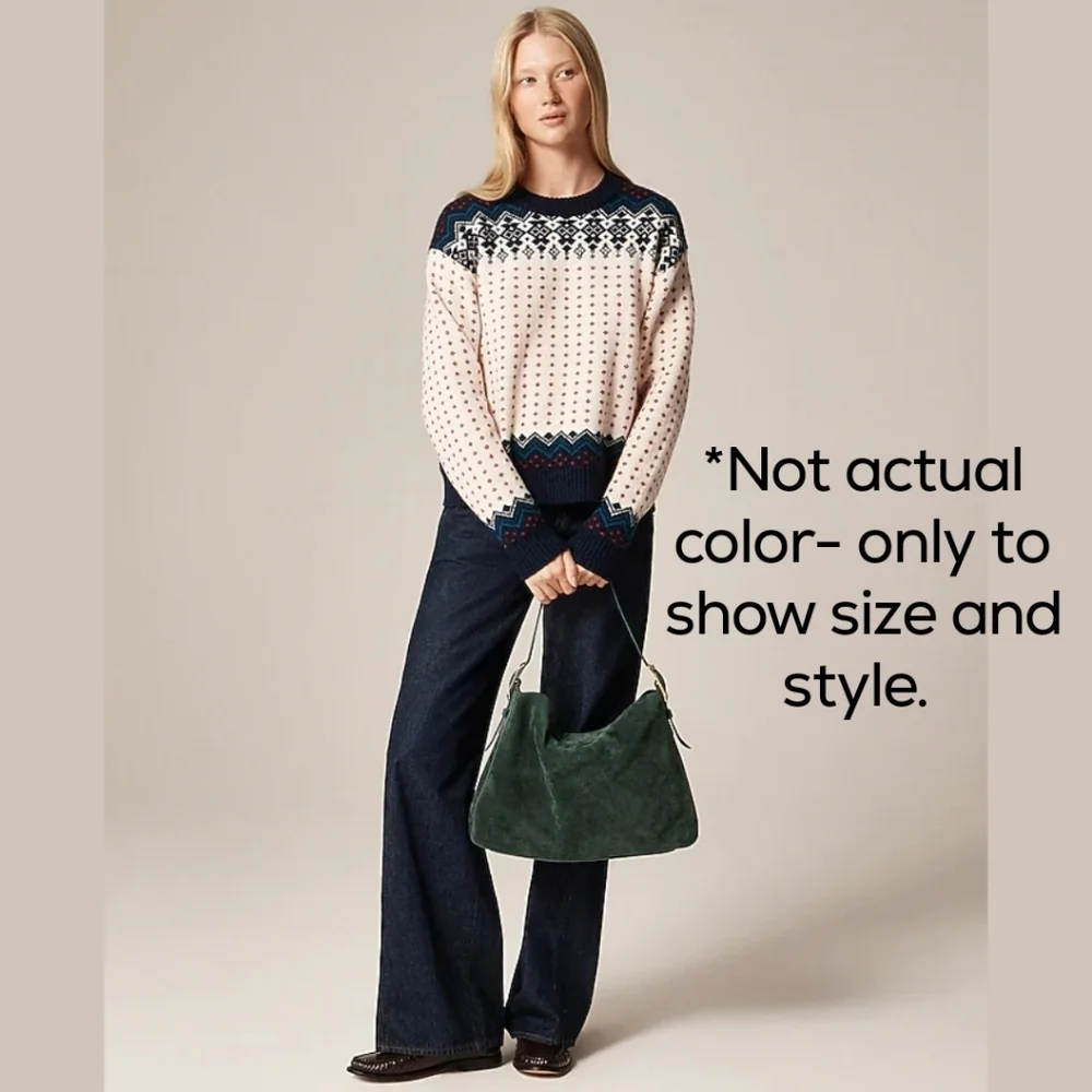 New! J. Crew Berkeley Shoulder Bag in Suede Blonde Espresso - Picture 3 of 16